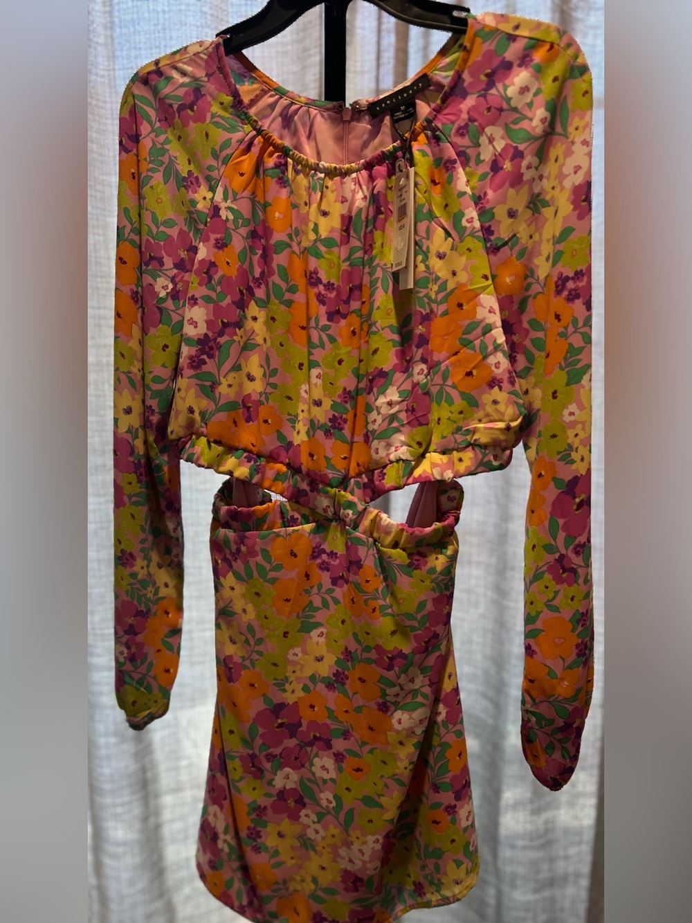Floral Cutout Maxi Dress - Pink & Orange Floral